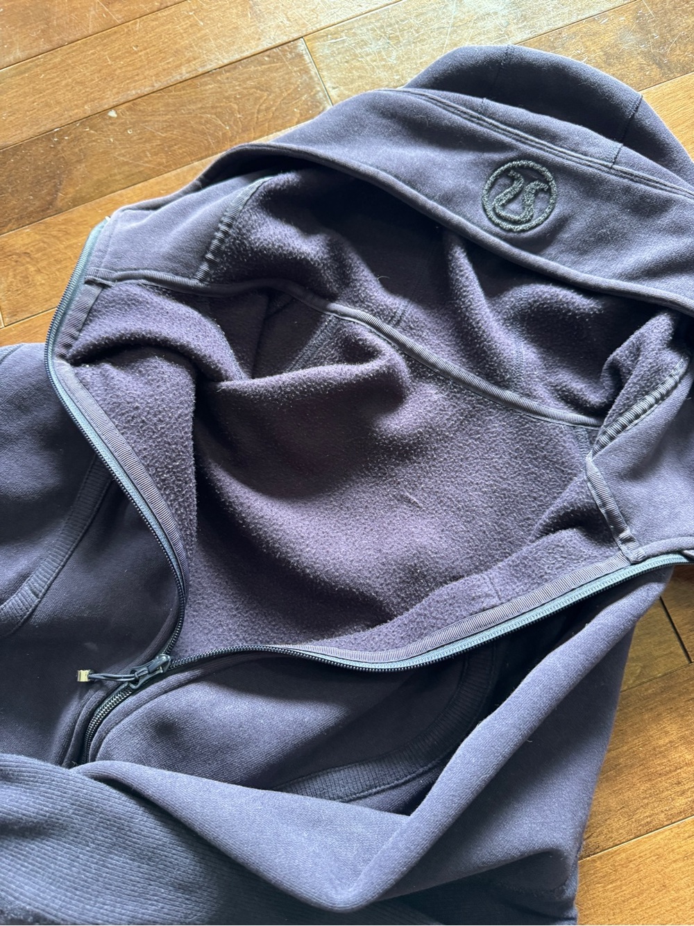 Lululemon Scuba Hoodie Cotton Fleece Sz 12 Dark Purple - Picture 6 of 12